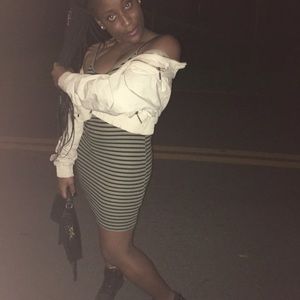 HEART & HIPS Green/Black striped Dress